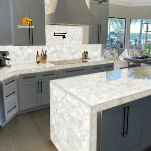 Pietra di Quarzo Cristallino Naturale Bianco Retroilluminato per Decorazione Casa, Isola Cucina e Rivestimento Parete - Product Image 3