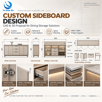 Buffet moderne en bois massif blanc crème à grande capacité de rangement, disponible en gros pour les projets d'approvisionnement en mobilier