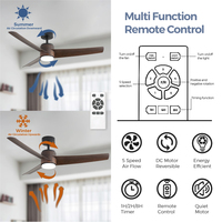 Ventilateur de plafond intelligent ESC LIGHTING avec éclairage LED, 5 vitesses, 52 pouces, avec lumière et télécommande