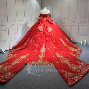 Robes de Quinceanera rouges pour fille Tassesl plissé sur l'épaule Princesse Rojo personnaliser Miss Xv Vestido De Anos Lsmu137 - Product Image 6