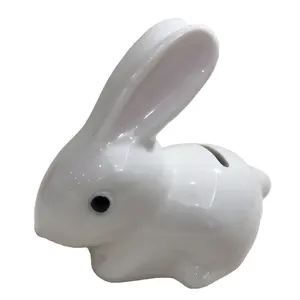 Großhandel weißer keramik sparschweine, kaninchen form sparschwein spardose