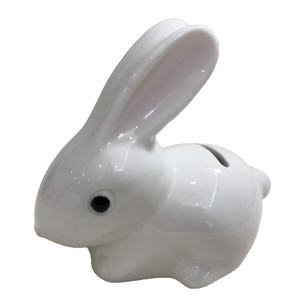 Tirelires en céramique blanche en gros, <span class=keywords><strong>tirelire</strong></span> en forme de <span class=keywords><strong>lapin</strong></span>, <span class=keywords><strong>tirelire</strong></span> à monnaie - Product Image 1