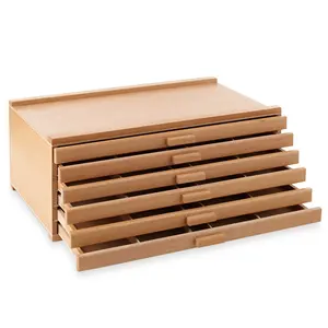 Factory wholesale Wooden Compartment Storage Box Pencil Organizer boxes Home Decor 6 Drawers Wooden Artist Storage Supply Box