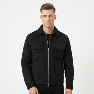 Blouson Bomber Unisexe Tendance Instagram Style Euro-Américain en Tissu Similier au Daim Spandex Coupe-Vent Doublure Épaisse Rembourrée Grande Taille - Product Image 1