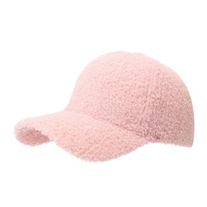 Casquette de baseball 6 panneaux en fausse fourrure d'agneau couleur unie, épaisse et fourrée, pour automne-hiver - Product Image 6