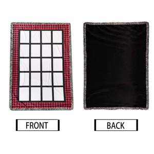 La migliore vendita Qualisub nuovo design natale nero <span class=keywords><strong>Plaid</strong></span> 20 pannelli coperta sublimazione coperta bianca stampa coperta personalizzata - Product Image 6