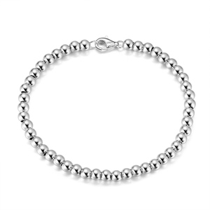 RINNTIN SB103 <span class=keywords><strong>bracciale</strong></span> in <span class=keywords><strong>argento</strong></span> Sterling 925 gioielli per il corpo 4mm 6mm <span class=keywords><strong>bracciale</strong></span> a catena con perline a sfera per donna - Product Image 1