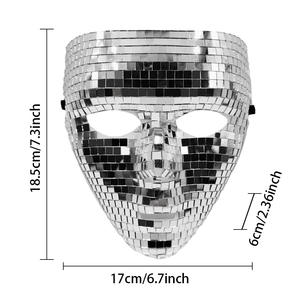 Maschera di Halloween per Cosplay, Lussuosa Maschera a Specchio in Vetro con Stampa Classica in Rilievo, Realistica Maschera Integrale per Mascherata e Discoteca con Glitter - Product Image 5