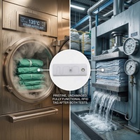 Étiquette RFID UHF pour linge hospitalier, autoclave, stérilisation à la vapeur, étiquette textile flexible U9xe avec trou pour packs chirurgicaux