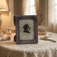 Cadre photo vintage en résine argentée avec motif de rose en relief, 10x15 cm, style baroque européen, cadre photo orné