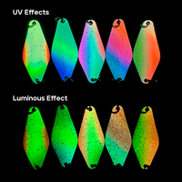 NOUVEAU 2.5g 4g Rhombus Spoon Lure UV Luminous Spinner Baits Double Face Spray Painting Cuillère en cuivre Truite Perche Leurre de pêche