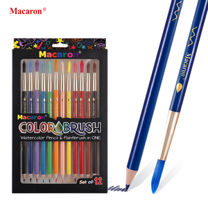 Coffret de 12 crayons aquarelles et pinceaux Macaron avec manche en peuplier, crayons de couleur professionnels pour le <span class=keywords><strong>dessin</strong></span> sur papier - Product Image 4