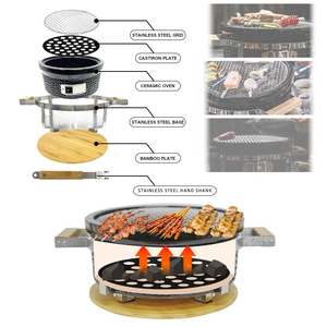 <span class=keywords><strong>Barbecue</strong></span> coréen portable Auplex Mini, en acier inoxydable de qualité supérieure, avec plaque en céramique, charbon de bois, grilles Yakitori pour l'intérieur/le camping - Product Image 2