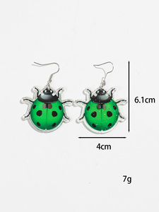 Barato divertido creativo dibujos animados insecto <span class=keywords><strong>Coccinella</strong></span> <span class=keywords><strong>Septempunctata</strong></span> brillo color siete estrellas mariquita acrílico impreso pendientes colgantes - Product Image 5