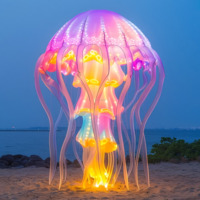 Lanterne LED en forme de méduse, thème animaux marins, solution d'éclairage tout-en-un pour la décoration d'entrée d'aquarium sous-marin