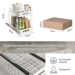 Organizador Deslizable Metálico de 2 Niveles Sin Perforaciones para Debajo del Fregadero, para Especias, para Armarios de Cocina y Despensas - Product Image 2