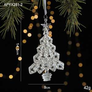 Colgante de Cristal de Hielo Navideño, Acrílico Transparente, Luz de Ángel, Decoraciones de Lujo, Adornos para Árbol, Funciona con Batería, IP67 - Product Image 4
