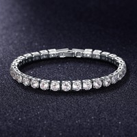 Bracelet en fer et zircon bleu lac, entièrement pavé, best-seller transfrontalier – Subtilement luxueux, style coréen distinctif, parfait pour femme