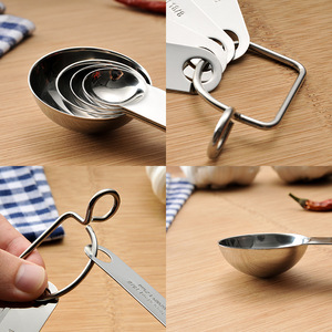 304 Stainless Steel Measuring Spoons Set 5pcs Food Grade Kitchen Baking Tools With Hook - Product Image 4