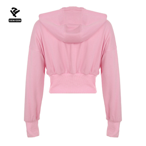 F240681 Vestuário Fabricantes Custom Candy Cor Feminina Rosa com capuz Zippered Crop <span class=keywords><strong>Cardigan</strong></span> Street Style Cropped <span class=keywords><strong>Hoodie</strong></span> <span class=keywords><strong>Jacket</strong></span> - Product Image 5