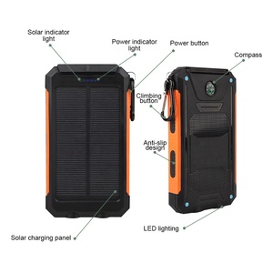 10000mAh Solar Powered IP67 Waterproof Dual <b>LED</b> <b>Flashlights</b> Portable Travel Camping Power Bank With 2 USB Ports JT-SF12000 10000 - Product Image 4