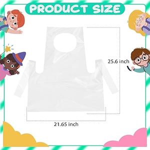 Delantales Desechables Huamaohengchun para Niños - Delantales de Plástico Transparente para Niños, Impermeables, para Pintar y Cocinar, de 4 a 12 Años - Product Image 2