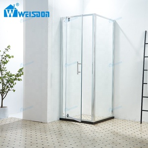 Puerta Pivotante para Baño <span class=keywords><strong>de</strong></span> Hotel o Villa, Certificada por SGCC, Cuadrada, <span class=keywords><strong>de</strong></span> Aluminio Cromado, con Marco <span class=keywords><strong>de</strong></span> Vidrio Templado <span class=keywords><strong>de</strong></span> 6mm - Product Image 2