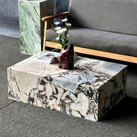 Table basse rectangulaire mobile en marbre naturel, style moderne minimaliste italien, pour salon