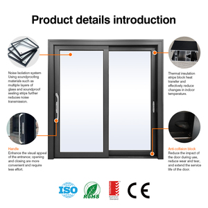 <span class=keywords><strong>Porte</strong></span> <span class=keywords><strong>coulissante</strong></span> européenne moderne en aluminium à double vitrage trempé avec rail de drainage - Product Image 2