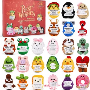 Caja Sorpresa <span class=keywords><strong>de</strong></span> Muñecas <span class=keywords><strong>de</strong></span> Ganchillo al por Mayor con Tarjetas Positivas, 24 Muñecas Amigurumi Hechas a Mano para Regalo <span class=keywords><strong>de</strong></span> Cuenta Regresiva <span class=keywords><strong>de</strong></span> Navidad - Product Image 1