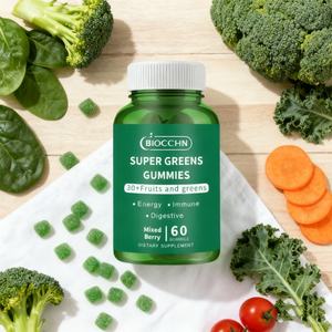 OEM Super Greens Gummibärchen Multivitamin Superfood Super-Greens-Gummis mit Spirulina Präbiotika & Ballaststoffen für die Verdauungsgesundheit - Product Image 1