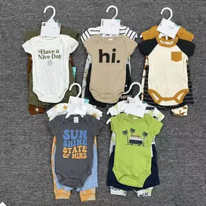 High Quality 100% Cotton Newborn Baby Funny Sleeveless Trousers Crawling Clothes 4 In 1 Baby Rompers Set