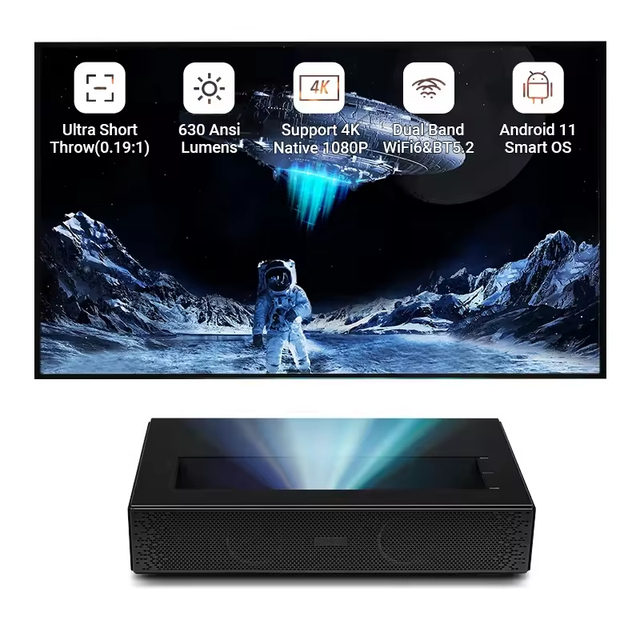 D068 1080P Ultra Short Throw DLP Laser Projector 630 ANSI Lumens Android 11 Smart Home Theater Cinema System 5G WiFi