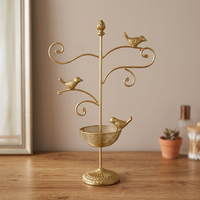 Support à bijoux en métal doré en forme d'oiseau Chaman India avec boîtes cadeaux pour l'affichage et le rangement des pointes de stylos à plume, modèle 15914