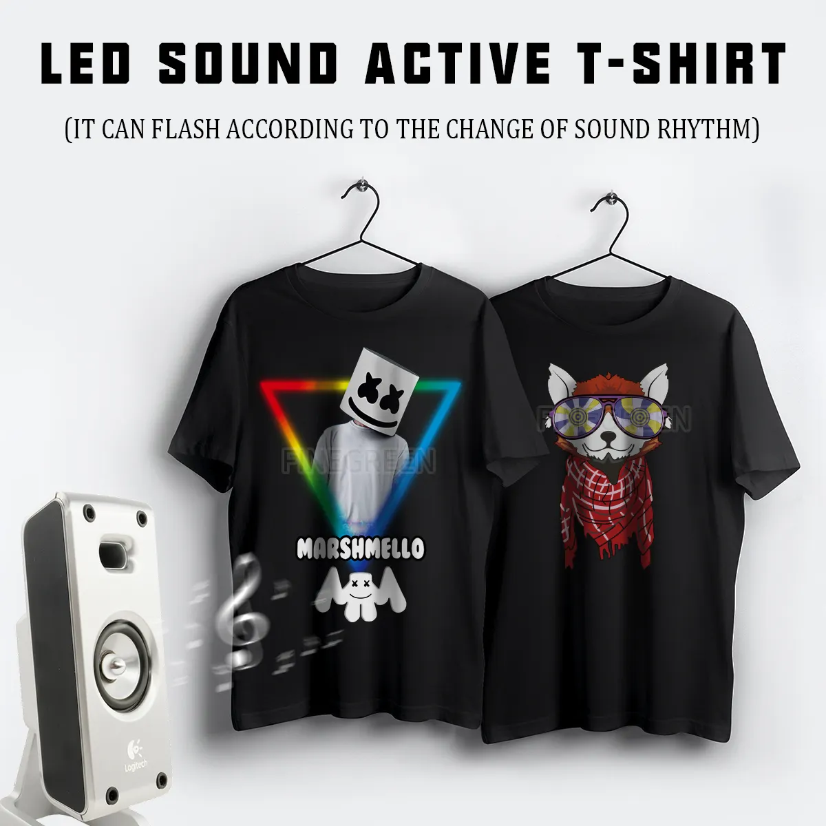 Led Light T-shirt El Flashing Led 5 Lighting Models T Shirts Customized Design Led T Shirt