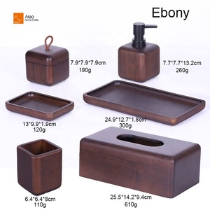 Set di Accessori da <span class=keywords><strong>Bagno</strong></span> di Lusso in Bambù a 6 Pezzi con Certificazione BSCI, Vassoio Quadrato in Legno Personalizzato, Dispenser per Fazzoletti, Portasapone - Vendita Speciale - Product Image 3