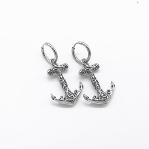 Pendientes de aro de acero y titanio con forma de ancla y diseño geométrico para hombres y mujeres GZYE-1807 - Product Image 5