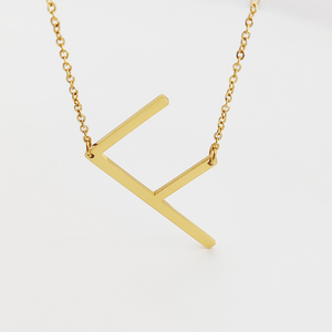 Collana iniziale <span class=keywords><strong>lettera</strong></span> <span class=keywords><strong>F</strong></span> in acciaio inossidabile fai da te personalizzata Joyeria Acero oro inossidabile 26 Lettes collana accessori coreani - Product Image 3