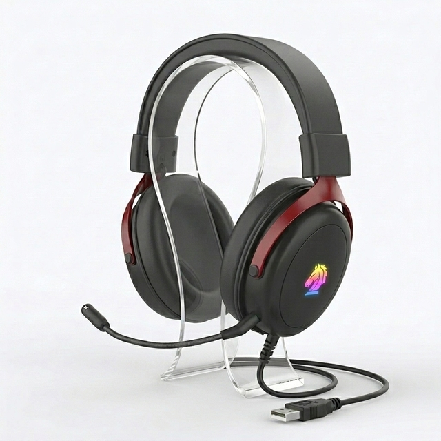 OEM Comfort Fit Dynamic Microphone USB RGB Lighting Sports Gaming Lightweight Ear Wired Headphones Headset 1 Year for Laptop