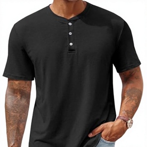 Men <b>Henley</b> T Shirt <b>Short</b> <b>Sleeve</b> O Neck Knitted Casual Tee Solid Color Regular Fit Daily Wear - Product Image 2