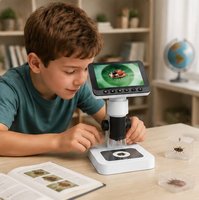 High Quality Educational 1080p Lithium Battery Children's Microscope Scientific Kids Exploration Stem Toy 2 One Digital