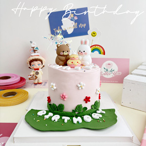 Rosa Mini <span class=keywords><strong>orsetto</strong></span> decorazioni <span class=keywords><strong>torta</strong></span> Toppers orso e coniglio per il ragazzo ragazza Baby Shower festa di compleanno decorazioni - Product Image 1