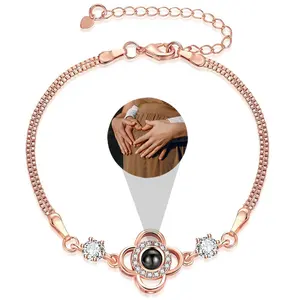 Lucky Clover Bracelet Custom Personalized Photo Projection Bracelets 2024 Shopify Dropshipping Jewelry Women Hand Bracelet