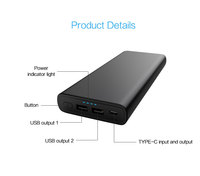 20000mAh 26800mAh 30000mAh USB-C PD100W Charge rapide Powerbank Chargeur portable 3 sorties USB Affichage LED Banque d'alimentation en métal