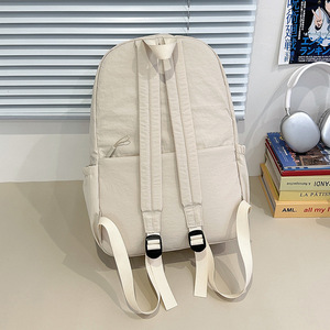 Original Style <b>Backpack</b> 18 In Large Capacity Outdoor Leisure College <b>Student</b> Unisex Solid Color Khaki - Product Image 3