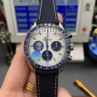 Montre de luxe pour homme, thème spatial, chronographe multifonctionnel, acier inoxydable, verre saphir, entièrement automatique