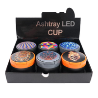 Cendrier de voiture à motifs variés 7,7*7cm avec LED, cendrier portable, accessoires de fumeur