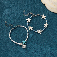 Bracelet Bohème en Corde Cirée Tressée avec Pierres Naturelles, Coquillages, Fleurs, Étoiles de Mer et Perles – Bijou de Vacances Thème Océan, Plage, Tortue, Surf – Idéal Cadeau