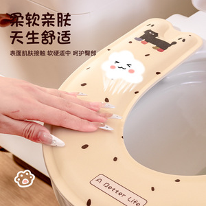 Couvre-siège de toilette Eva 40,5 cm x 36 cm, ajustement universel pour toilettes de type O V U, imperméable avec motif chat - Product Image 2