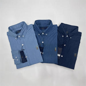 <span class=keywords><strong>Camicia</strong></span> in <span class=keywords><strong>Denim</strong></span> da <span class=keywords><strong>uomo</strong></span> con Logo classico ricamato in cotone 100% con risvolto a manica lunga Casual Slim-Fit lavato all'ingrosso - Product Image 4